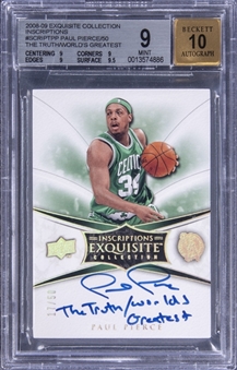2009 Upper Deck Exquisite Collection Inscriptions #PP Paul Pierce Signed & Inscribed Card (#17/50) - BGS MINT 9/BGS 10
